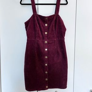 Billabong large Maroon overall button up dress
